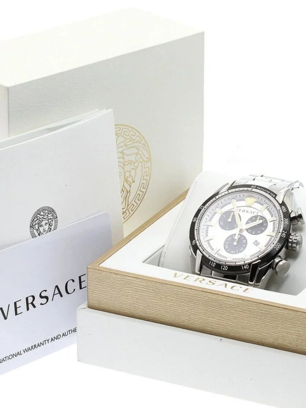 VERSACE VE21 Chronograph Date Silver / Black Dial Quartz Men's Watch_961760